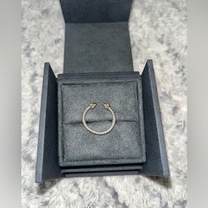 David Yurman Renaissance Ring Sterling Silver 14K Yellow Gold Domes&Diamonds